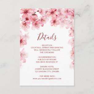 Cartão De Informações Aquarela Flor de Cerejeira Branca