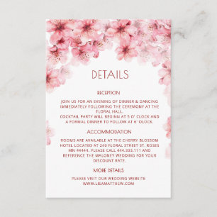 Cartão De Informações Aquarela Flor de Cerejeira Branca