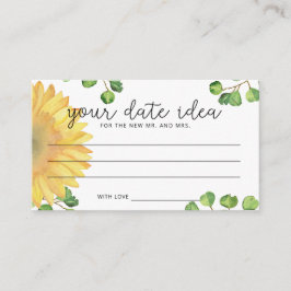 Cartão De Informações Aquarela girassol Ideias para noite de encontro \