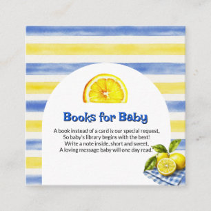Cartão De Informações Aquarela Livros Azul e Amarelo Listrado Limão para
