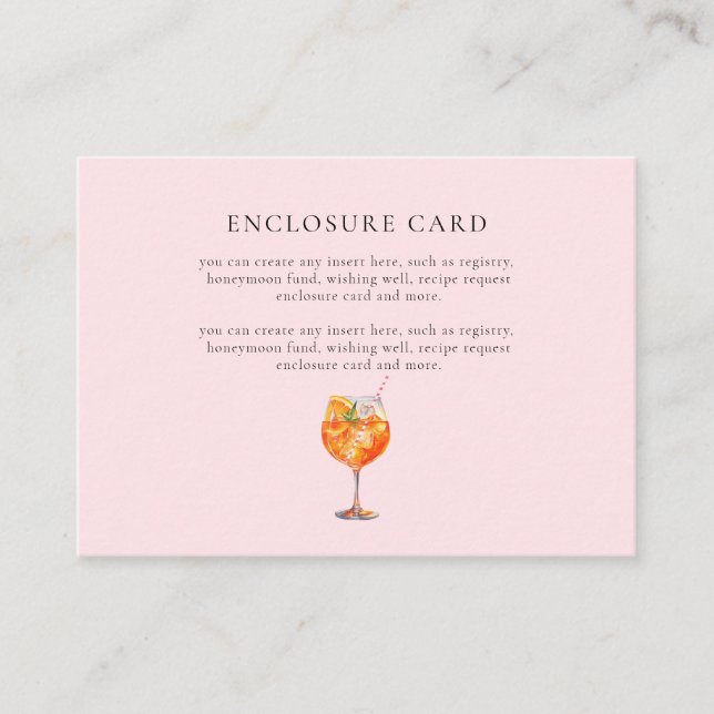 Cartão De Informações Aquarela Rosa Amor à Primeira Taça Festa de Noivad (Frente)