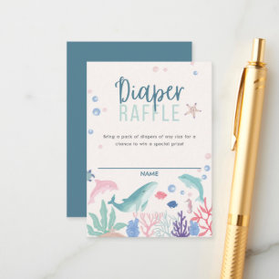 Cartão De Informações Aquarela sob o Chá de fraldas de Raffle da Fralda 