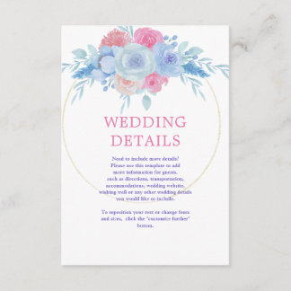 Cartão De Informações aquarelas Florais Botânica Moderna Casamento