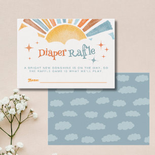 Cartão De Informações Aqui Vem o Filho Churrasco de Bebê Diaper Raffle
