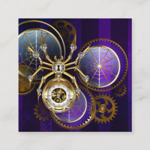 Cartão De Informações Aranha Steampunk no fundo roxo
