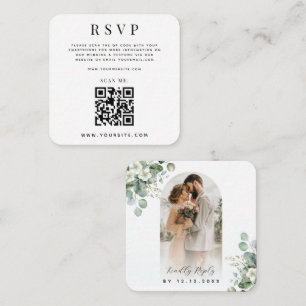 Cartão De Informações Arch Foto Eucalyptus QR Code Online Wedding RSVP