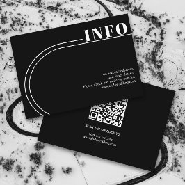 Cartão De Informações Arco branco e casamento minimalista negro
