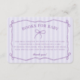 Cartão De Informações Arco Coquetel Roxo Livros de Chá Pastel para Bebê