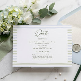 Cartão De Informações Arco de casamento com listras verde-sálvia