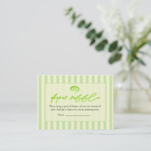 Cartão De Informações Arco de Listras Verdes  Sorteio de Fraldas Matcha