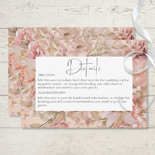 Cartão De Informações Arco de Monograma Floral com Detalhes em Rosa Româ