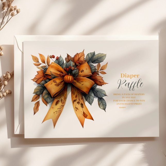 Cartão De Informações Arco de queda Chá de fraldas Raffle Diapper (Criador carregado)