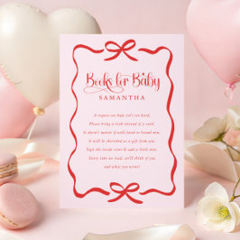 Cartão De Informações Arco de valentines menina baby shower livros para