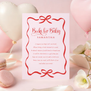 Cartão De Informações Arco de valentines menina baby shower livros para 