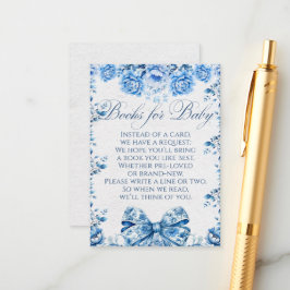 Cartão De Informações Arco Floral Azul Elegante Livros de Toile para Beb