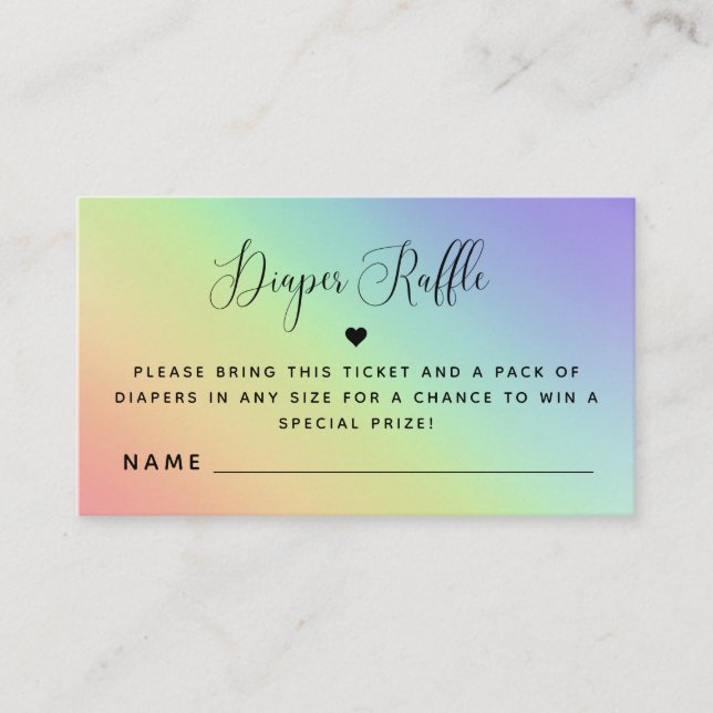 Cartão De Informações Arco-Íris Sexo Fralda Neutra do Chá de fraldas Raf (Frente)