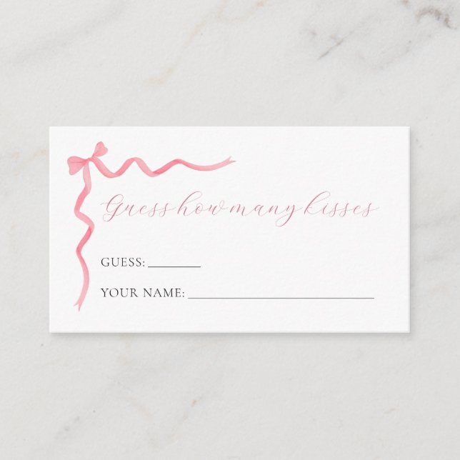 Cartão De Informações Arco Rosa Adivinha Quantos Kisses Jogam? (Frente)