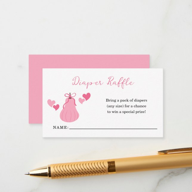 Cartão De Informações Arco rosa-rosa-abóbora-Chá de fraldas-Fralda Raffl (Frente/Verso In Situ)