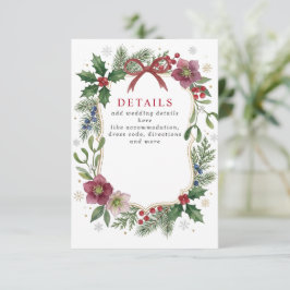 Cartão De Informações Arco Vermelho Botânico Floral Inverno Natal Casame