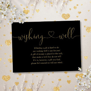 Cartão De Informações Arranjo Dourado E Preto De Coração Bem Casado