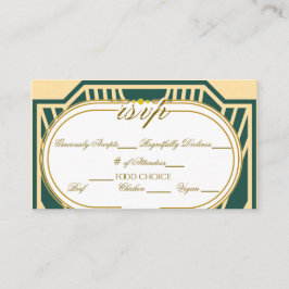 Cartão De Informações Art Deco Art Nouveau Striped Gold Tone RSVP