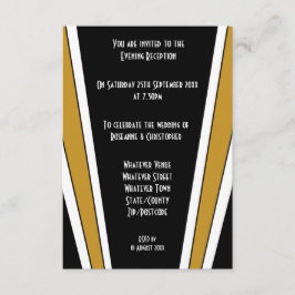 Cartão De Informações Art Deco Design Black E Dourado Recepção de casame