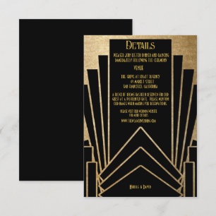 Cartão De Informações Art Deco Gatsby Wedding