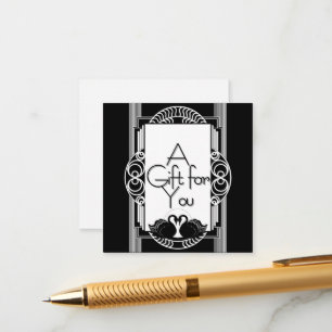 Cartão De Informações Art Deco Vintage Cisnes Pretos e Brancos