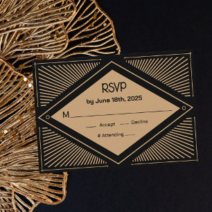 Cartão De Informações Art Deco Wedding RSVP