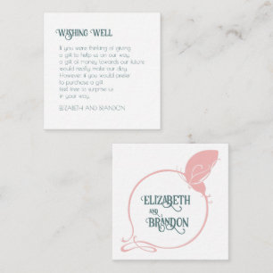 Cartão De Informações Art Nouveau Borboleta Rosa Casando Bem Desejando