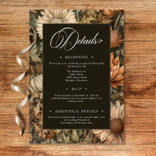 Cartão De Informações Art Nouveau Brown William Morris Casamento Floral