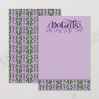 Cartão De Informações Art Nouveau Elegant Thistle Purple Enclosure Card