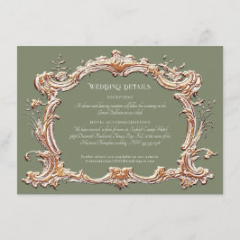 Cartão De Informações Art Nouveau Elegante Sage e Dourados Detalhes do C