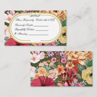 Cartão De Informações Art Nouveau Floral Calligraphy RSVP Card