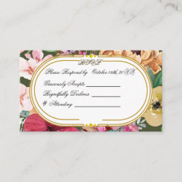 Cartão De Informações Art Nouveau Floral Calligraphy RSVP Card 