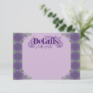 Cartão De Informações Art Nouveau Purple Thistle Wheel