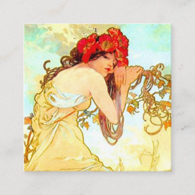 Cartão De Informações Arte Alphonse Mucha Nouveau Verão (Frente)