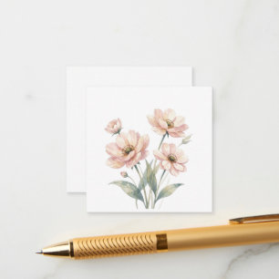 Cartão De Informações Arte de Buquê de Aquarela Floral Rosa Suave
