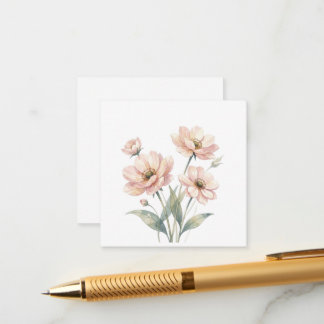Cartão De Informações Arte de Buquê de Aquarela Floral Rosa Suave