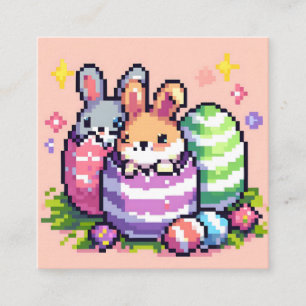 Cartão De Informações Arte de pixel de 8 bits do Coelho de Páscoa