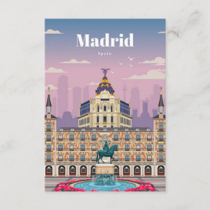 Cartão De Informações Arte de Viagem Viagem para Madrid Espanha