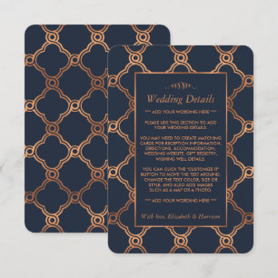 Cartão De Informações Arte Deco Geométrica Vintage Detalhe de Casamento 