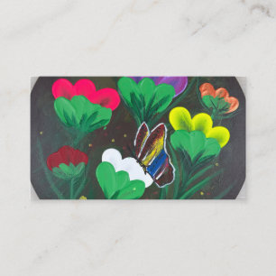 Cartão De Informações Arte feita à mão - Borboleta em Flor