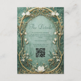 Cartão De Informações Arte Novo de Casamento Conto de Fadas Dourado