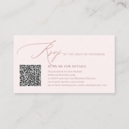Cartão De Informações ArtsApp Código QR RSVP Caligrafia Rosa Dourado Fal