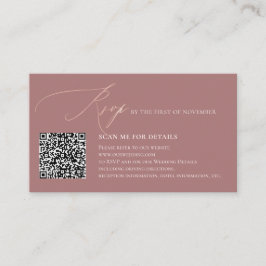 Cartão De Informações ArtsApp Código QR RSVP Caligrafia Rosa Dourado Fal