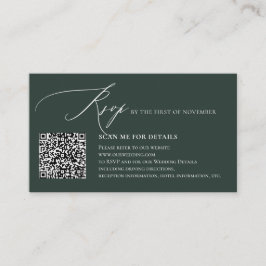Cartão De Informações ArtsApp QR RSVP, Caligrafia Elegante Floresta Verd