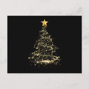 Cartão De Informações Árvore de Natal Engraçada em Dourado Feliz Natal P