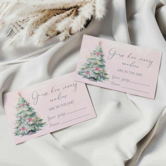 Cartão De Informações Árvore de Natal rosa-inverno adivinha quantas cane (Criador carregado)