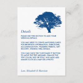 Cartão De Informações Árvore de Oak Azul, Detalhe de Casamento Russo/Min